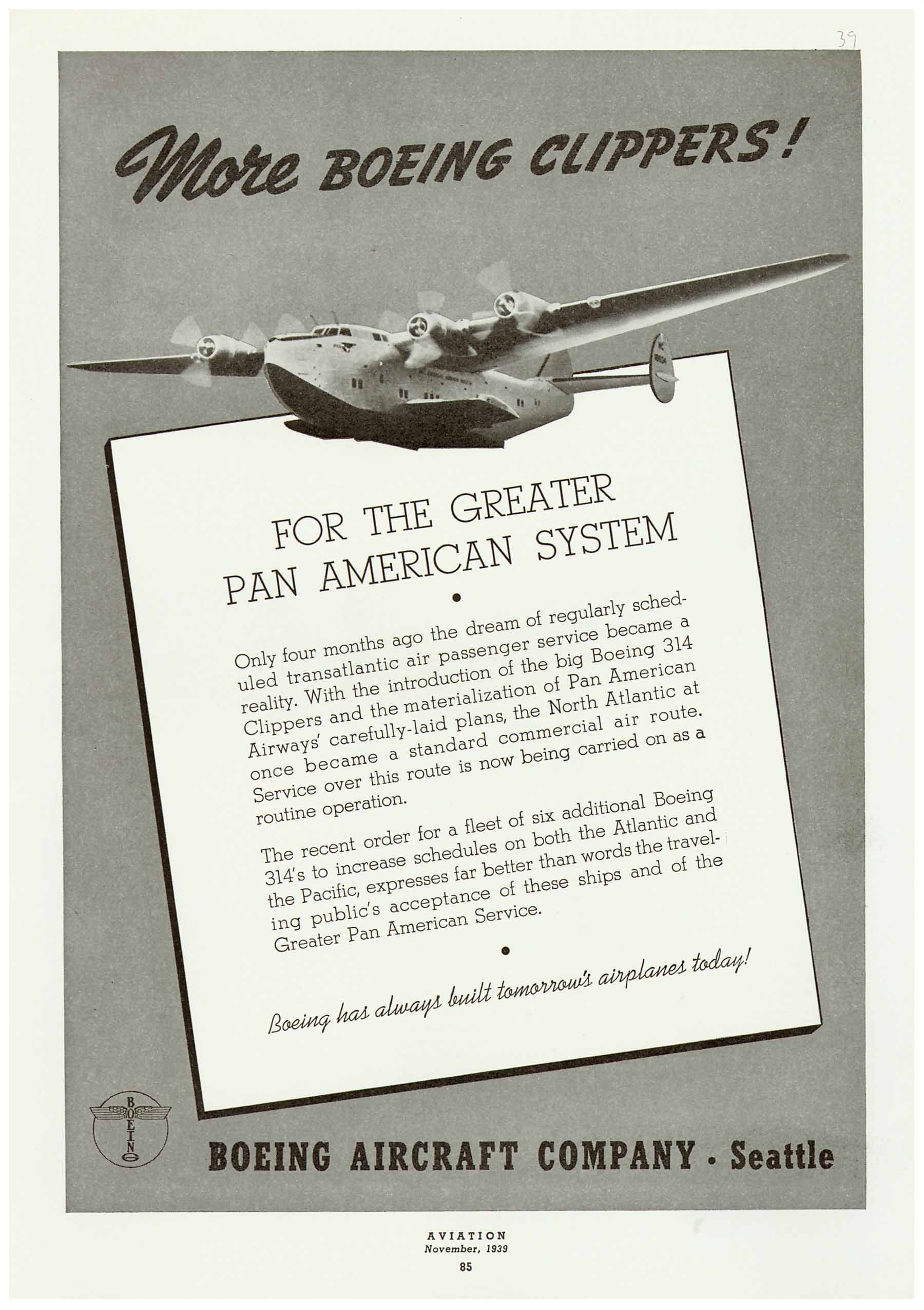 "More Boeing Clippers" Boeing Ad (Pan Am Historical Foundation collection).