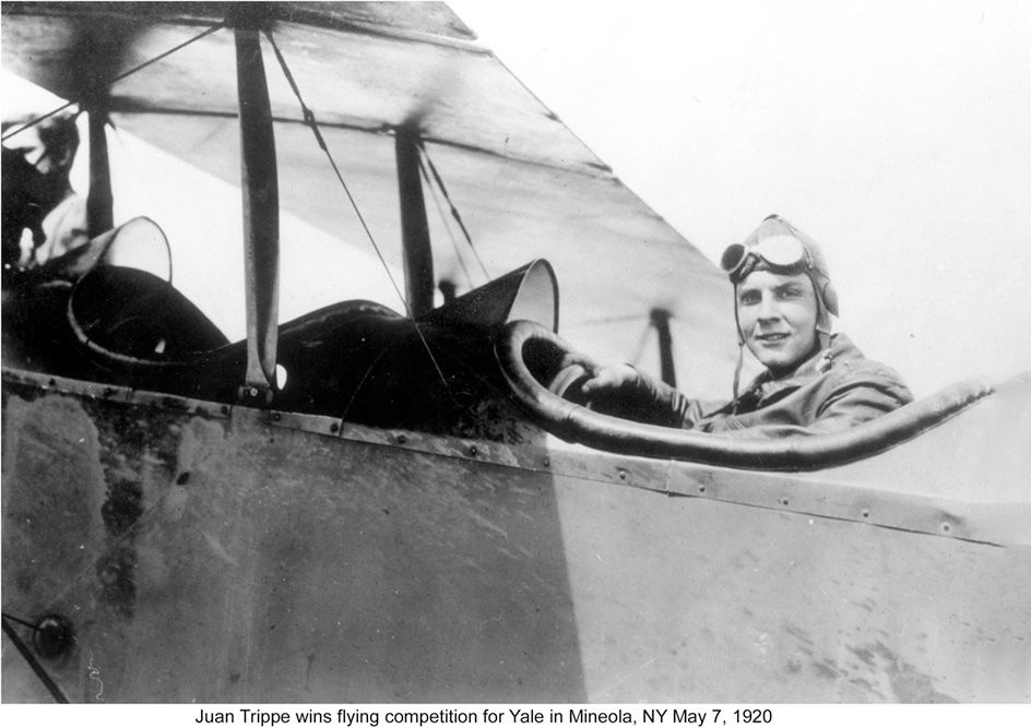 Juan Trippe wins flying competition for Yale in Mineola, New York, May 7, 1920