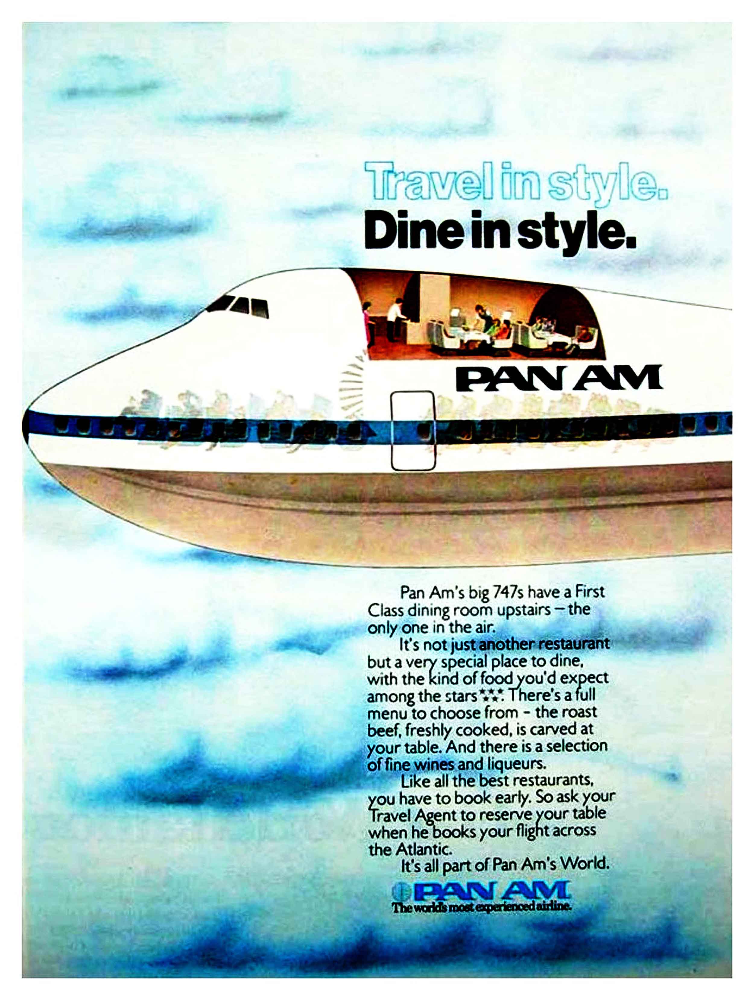 PanAm航空 ビンテージ オリジナルポスター 70年代 PAN AM ADS WITH A TRANSATLANTIC ANGLE