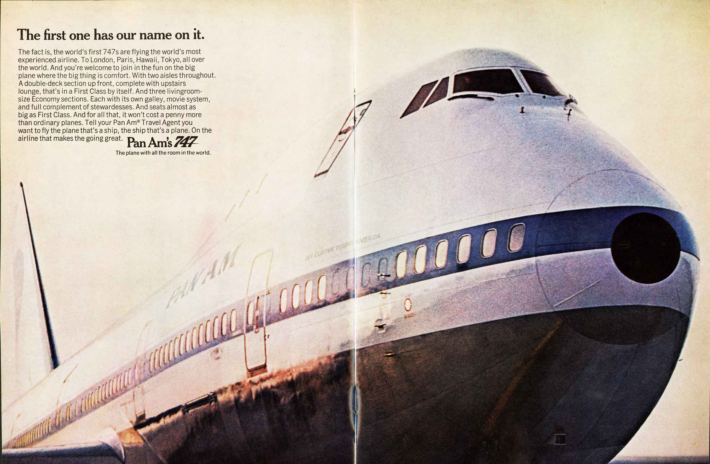 1970 The First one has our name on it, Pan Am 747 (Pan Am Historical Foundation).