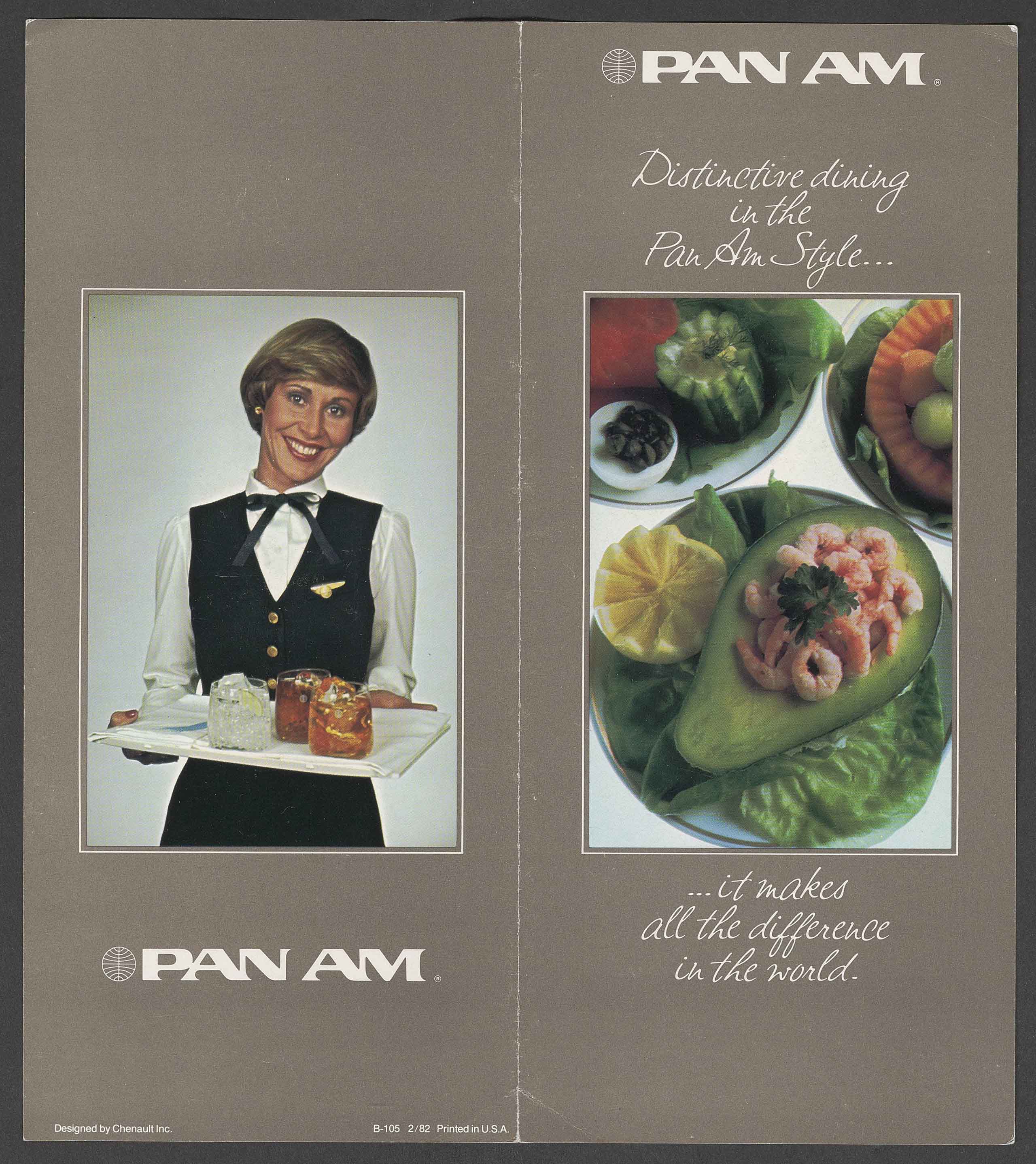 Pan Am Distinctive dining in the Pan Am Style ... it makes all the difference in the world, 1982 (University of Miami Special Collections).