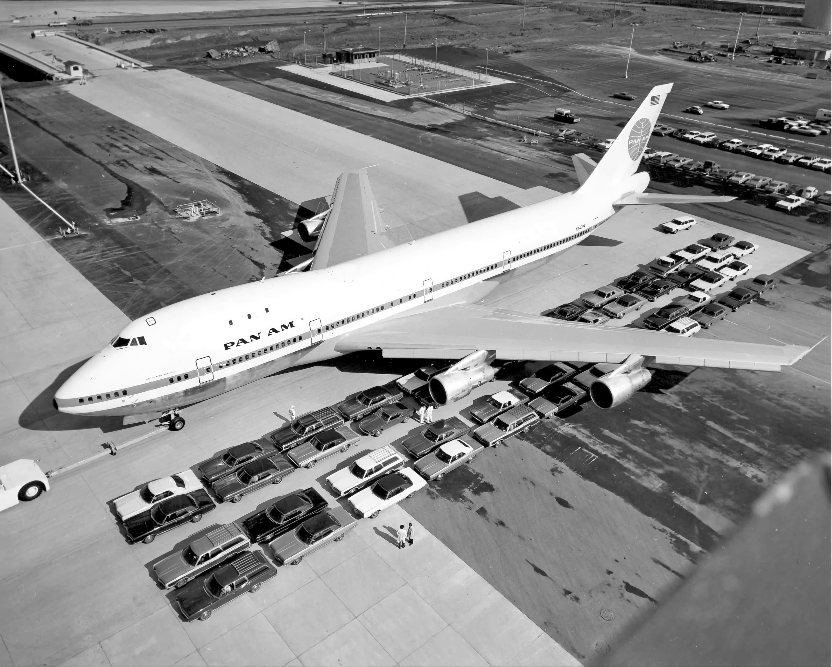 Pan Am's first plane to rollout (N747PA) which was later named "Clipper Juan T. Trippe" (Pan Am Historical Foundation Collection).