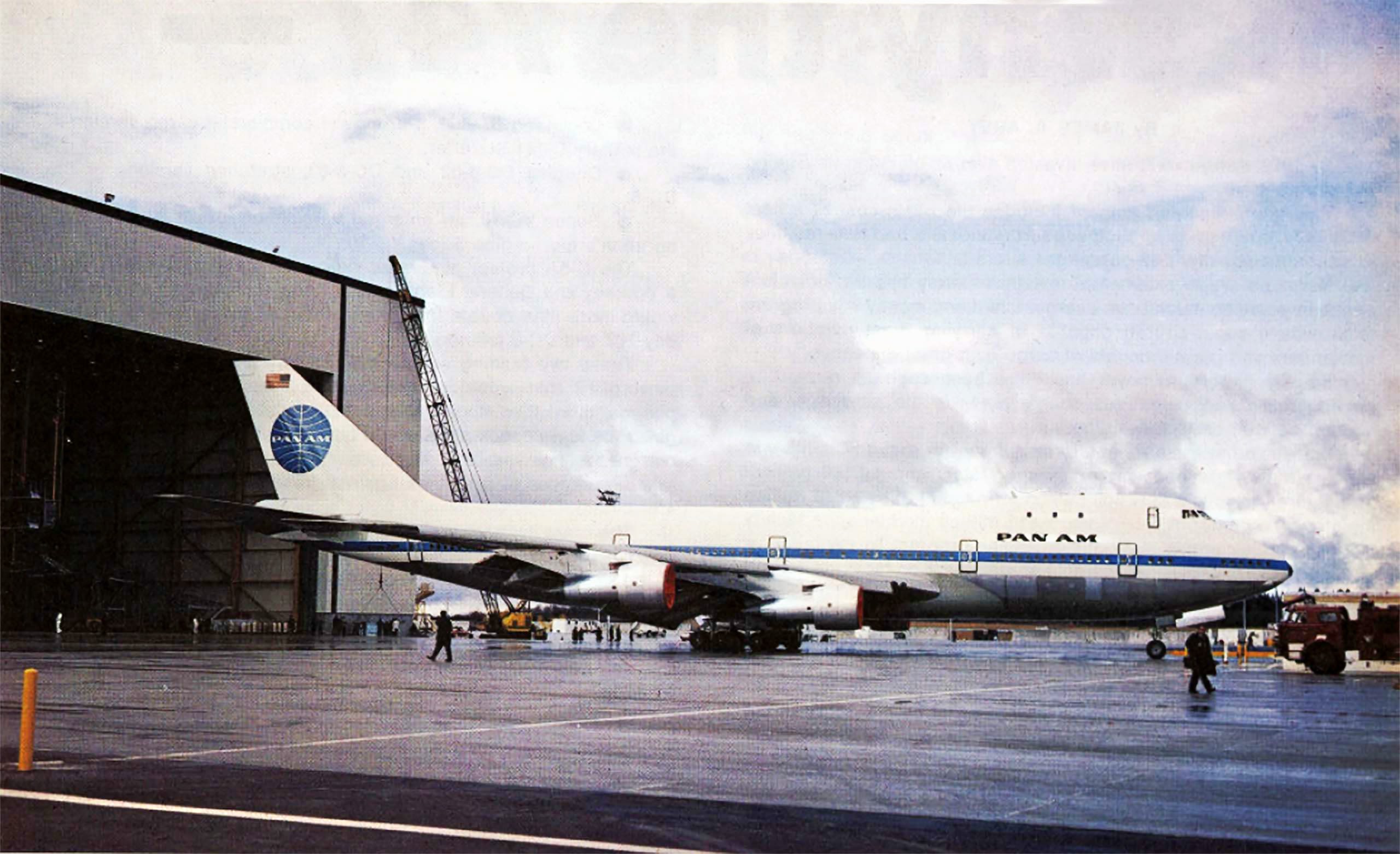 March 5, 1969, the first Pan Am 747 rolled out the Boeing paint hangar ( "Pan Am Clipper" cover March 17, 1969, University of Miami Special Collections).