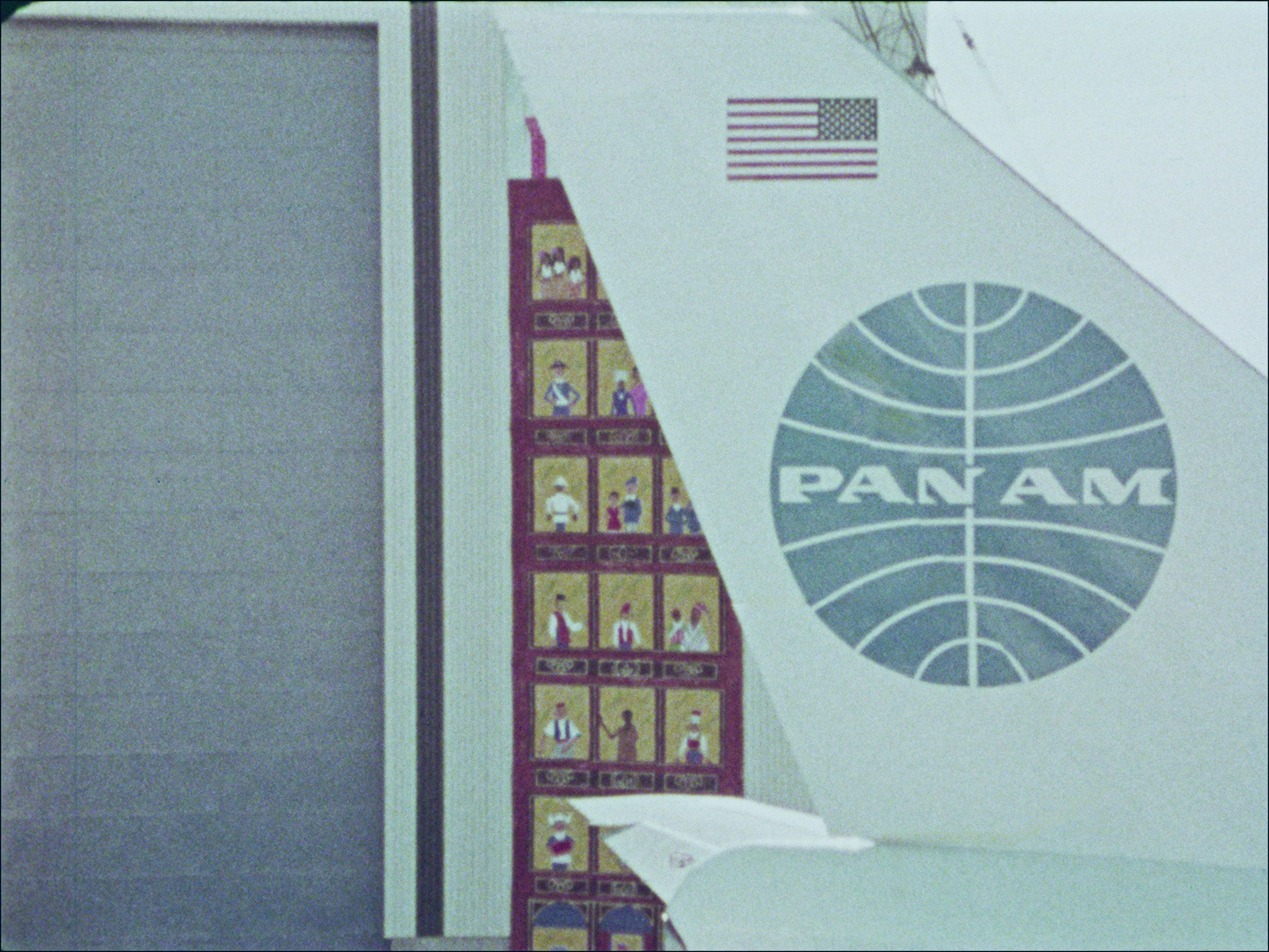 Rollout of Pan Am 747, March 1969. The tail was nearly 6 stories high. (Pan Am Historical Foundation Film Collection).