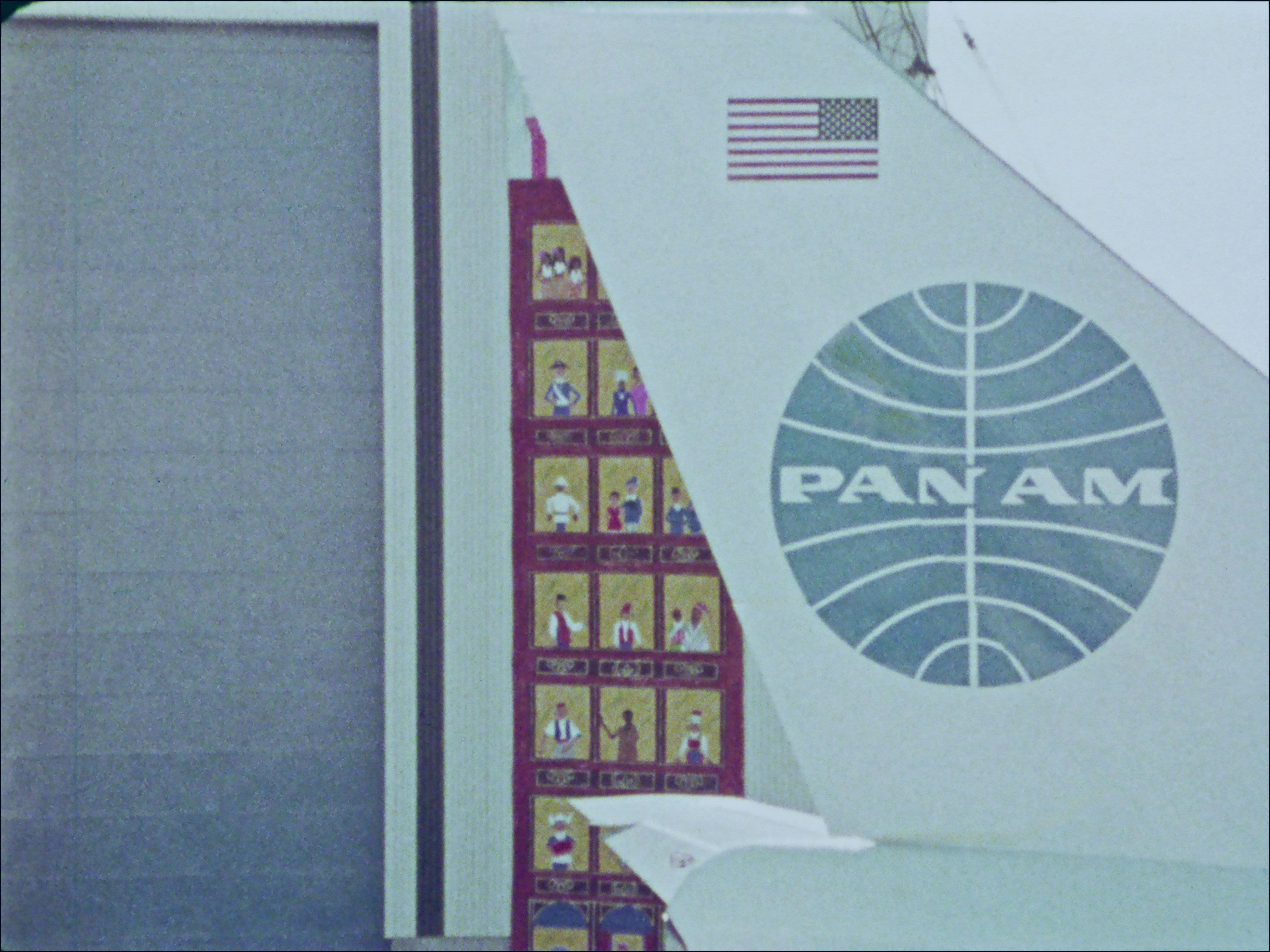 Rollout of Pan Am 747, March 1969. The tail was nearly 6 stories high. (Pan Am Historical Foundation Film Collection).