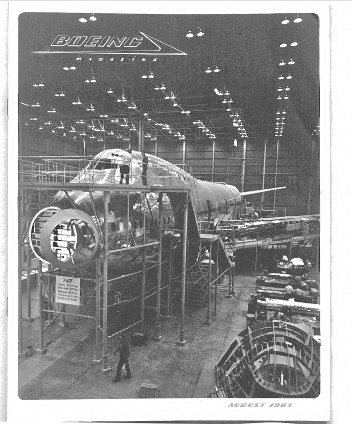 Cover of "Boeing Magazine" shows plane mockup, August 1967 (Museum of Flight Archives). 