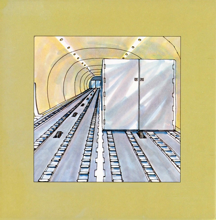 “… the system will load cargo through the nose, move it the length of the deck and into position, then lock it there for flight.” (Pan Am Brochure, 1967 from University of Miami Special Collections).