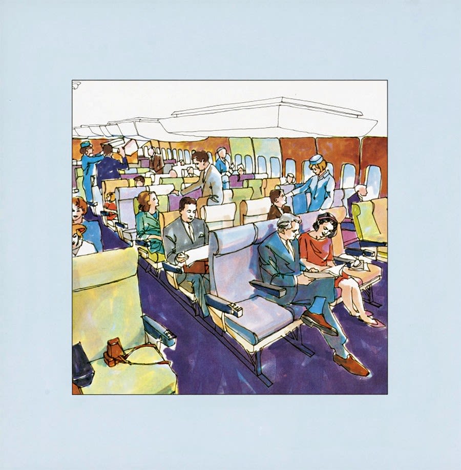 “Aft of the staircase are three separate passenger compartments.” (Pan Am Brochure, 1967 from University of Miami Special Collections).