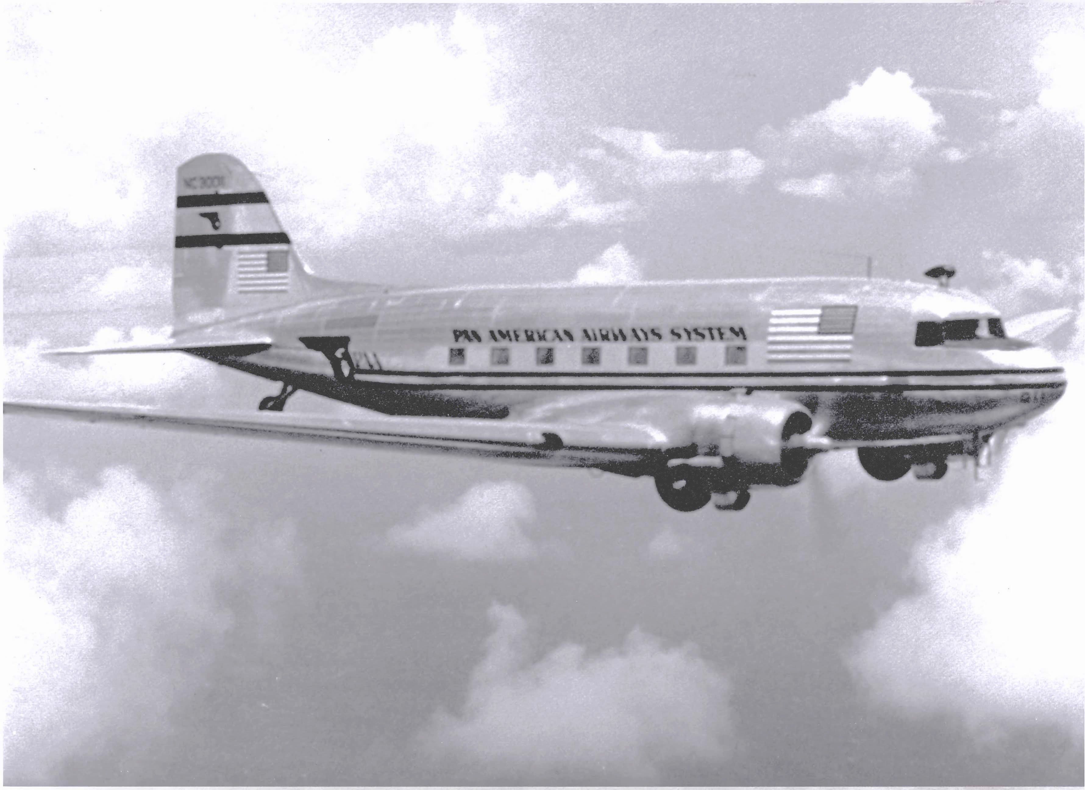 Pan Am's Douglas DC-3 arrived in the mid-1930s, and became a durable, profitable workhorse in Pan Am's fleet (Pan Am Historical Foundation Collection).