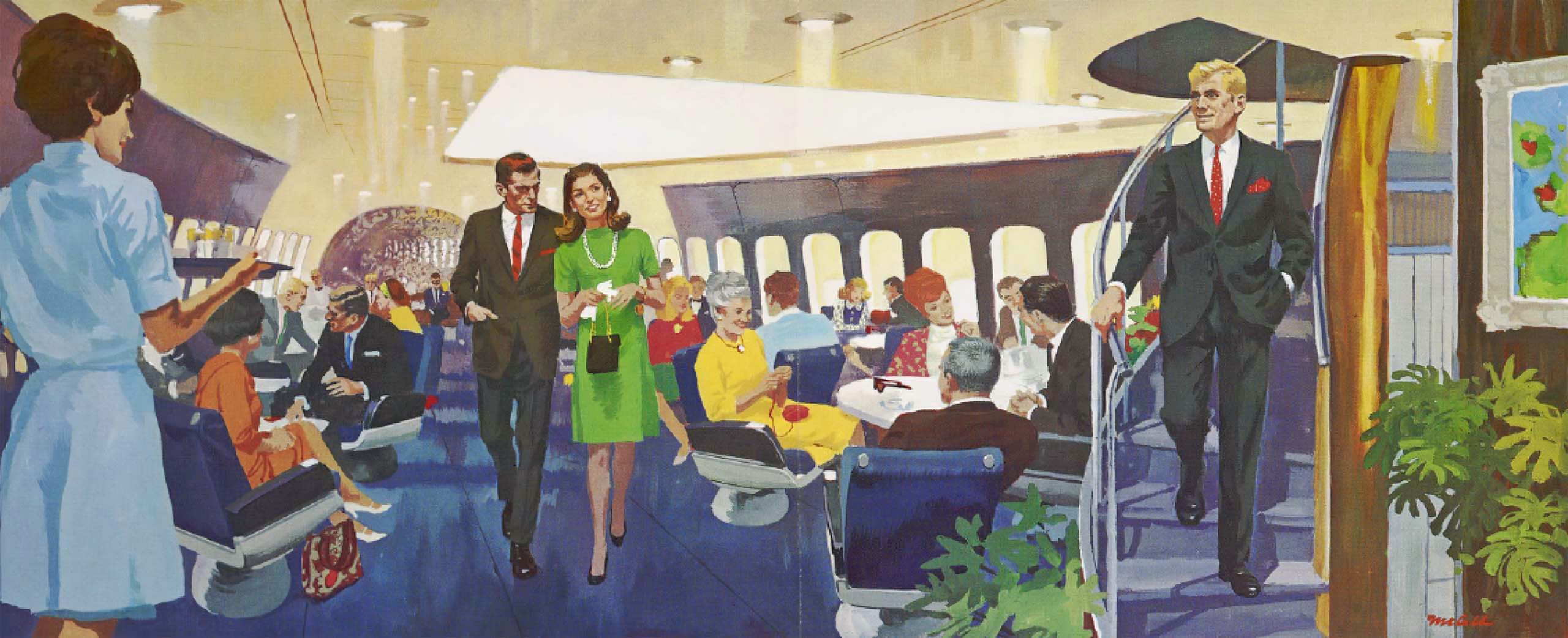 Pan Am Ad, 1967, showing interior and spiral staircase (University of Miami Special Collections).