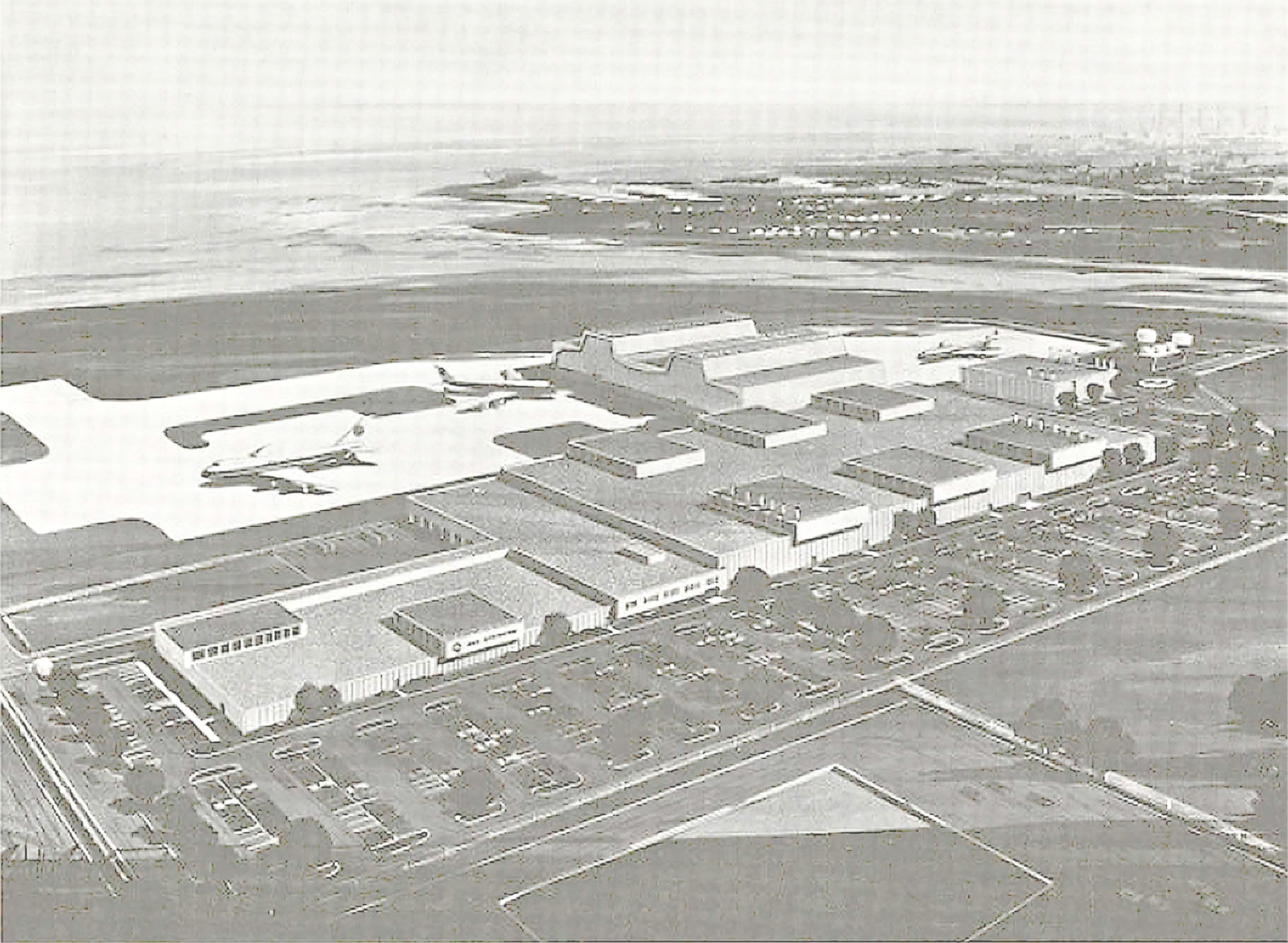 JFK building concept for the new 747s in "Clipper Cockpit," December 1969 (University of Miami Special Collections).