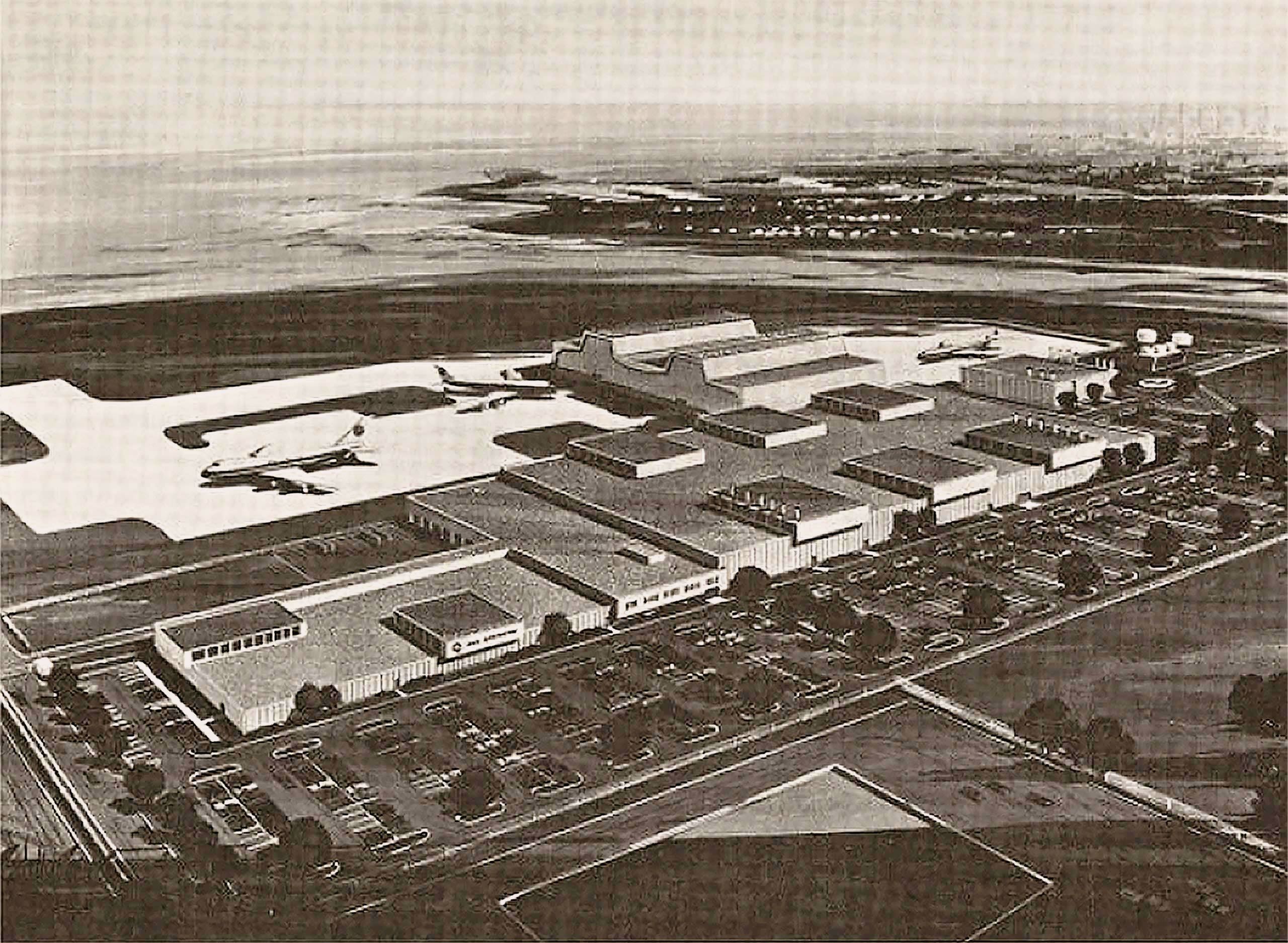 JFK building concept for the new 747s in "Clipper Cockpit," December 1969 (University of Miami Special Collections).