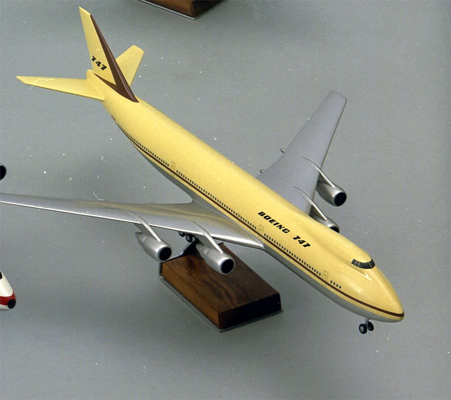 6. "Boeing 747" Widebody with hump. Livery: yellow  (Courtesy, Boeing Company Archive). 