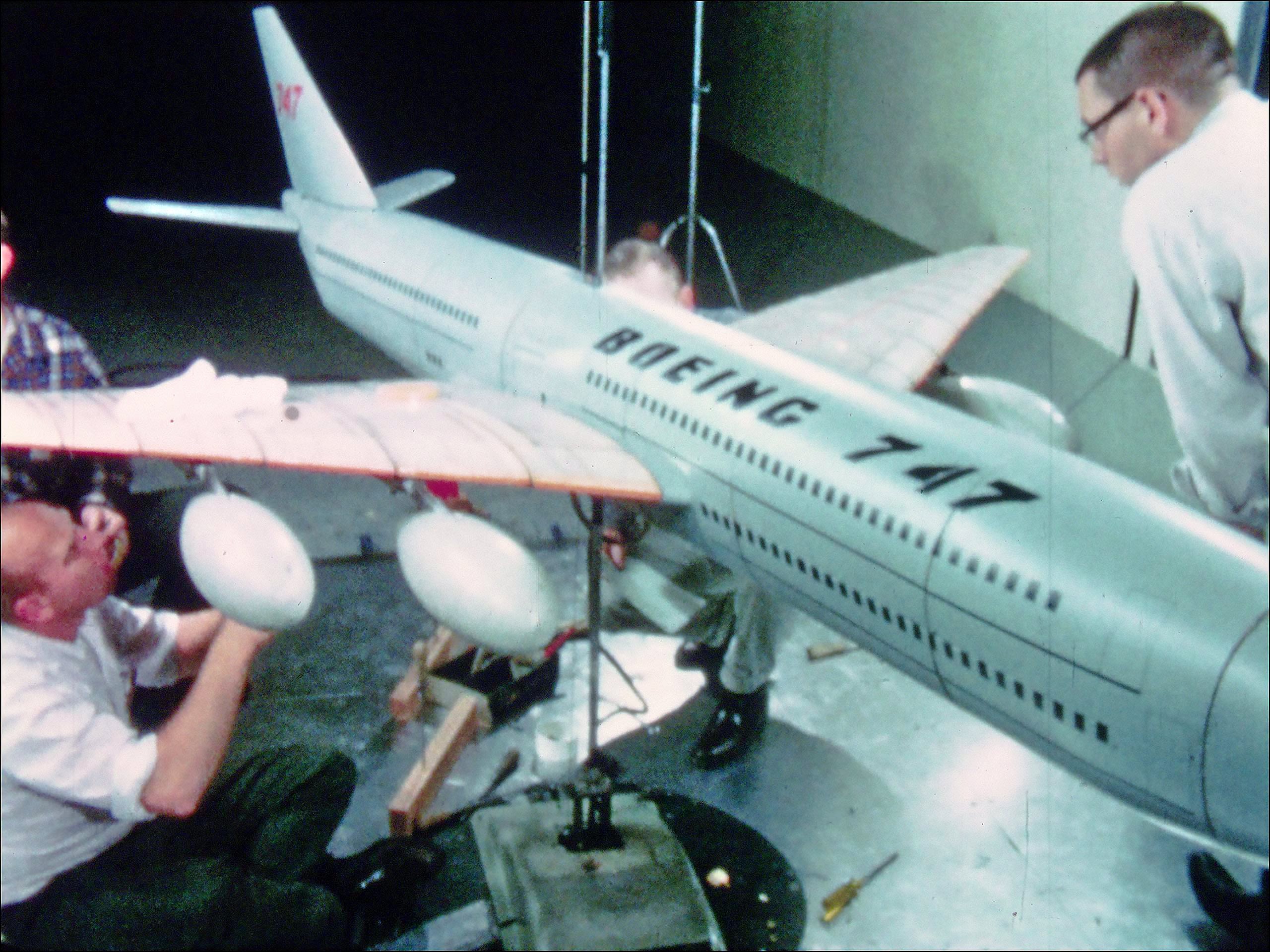 Frame from "The Superjet," showing a Double-deck 747 Model based on the 707 design  (Pan Am Historical Foundation Film Collection).