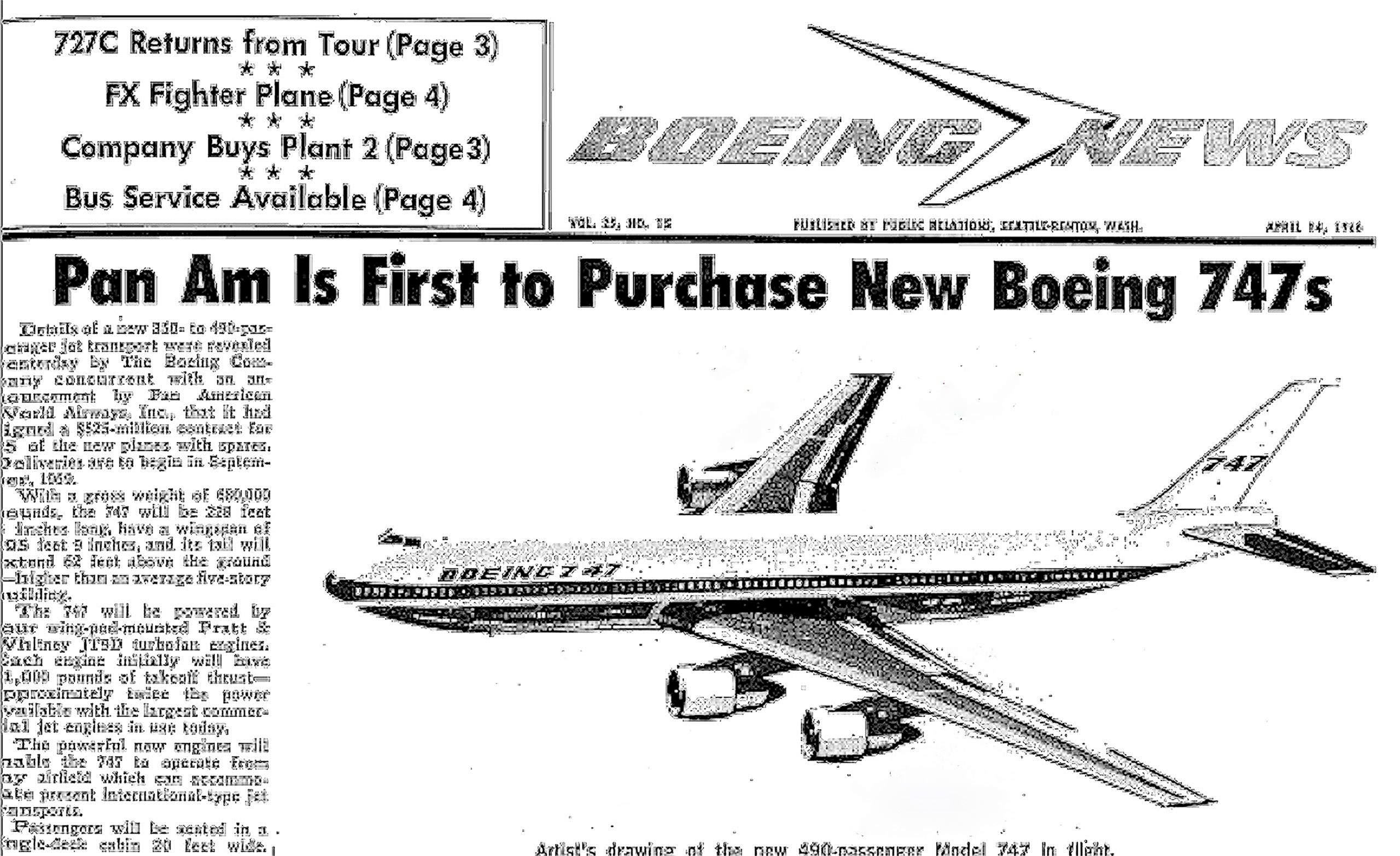 Front page of Boeing News, April 14, 1966 (Courtesy Museum of Flight Archives).