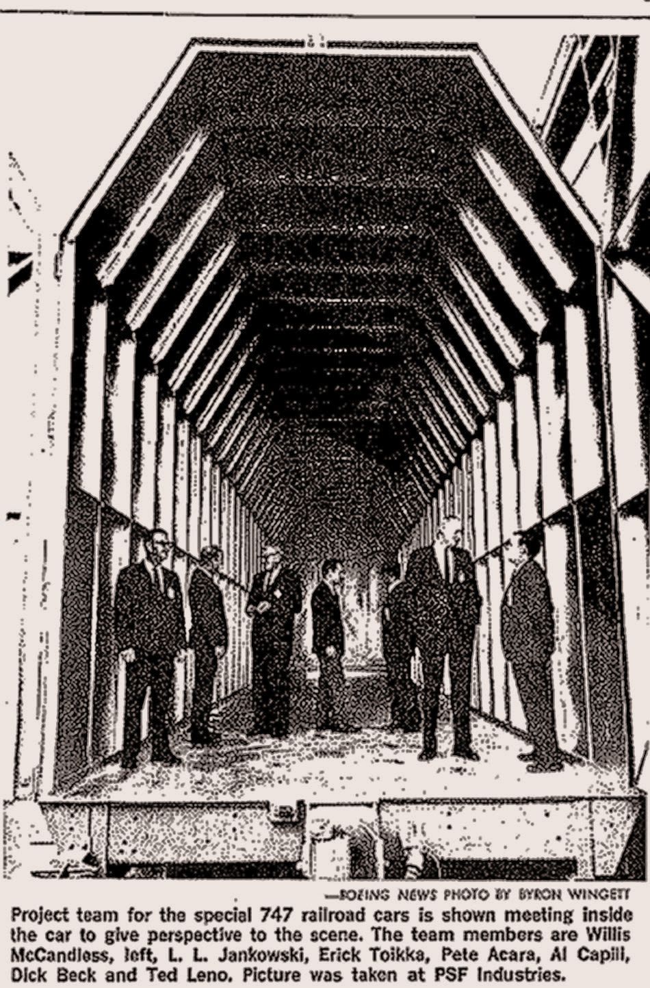 Team meets in Railroad Car, Boeing News, September 14, 1967 (Museum of Flight Archive).