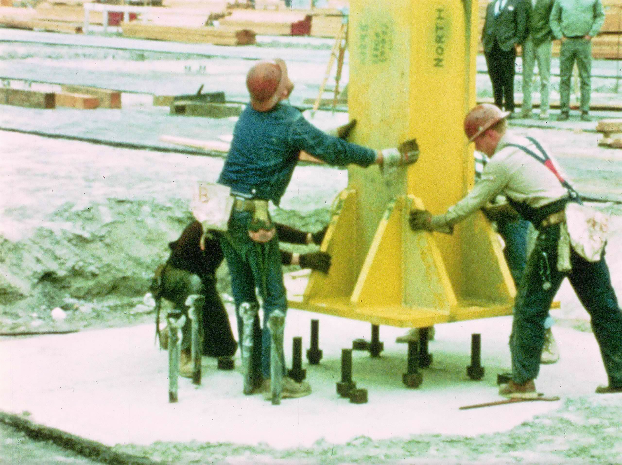Working on factory construction, Boeing's Everett Plant (Pan Am Historical Foundation Film Collection).