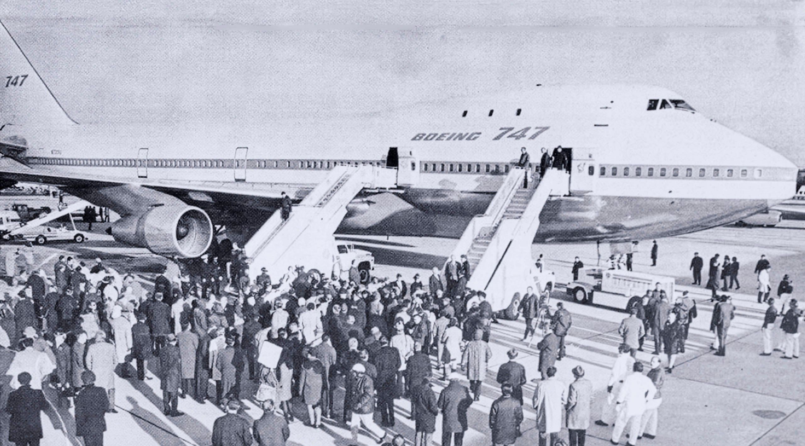 Pan Am 747 Press Flight lands at JFK, December 2, 1969, shown on the cover of the "Pan Am Clipper," December 8, 1969 (University of Miami Special Collections).