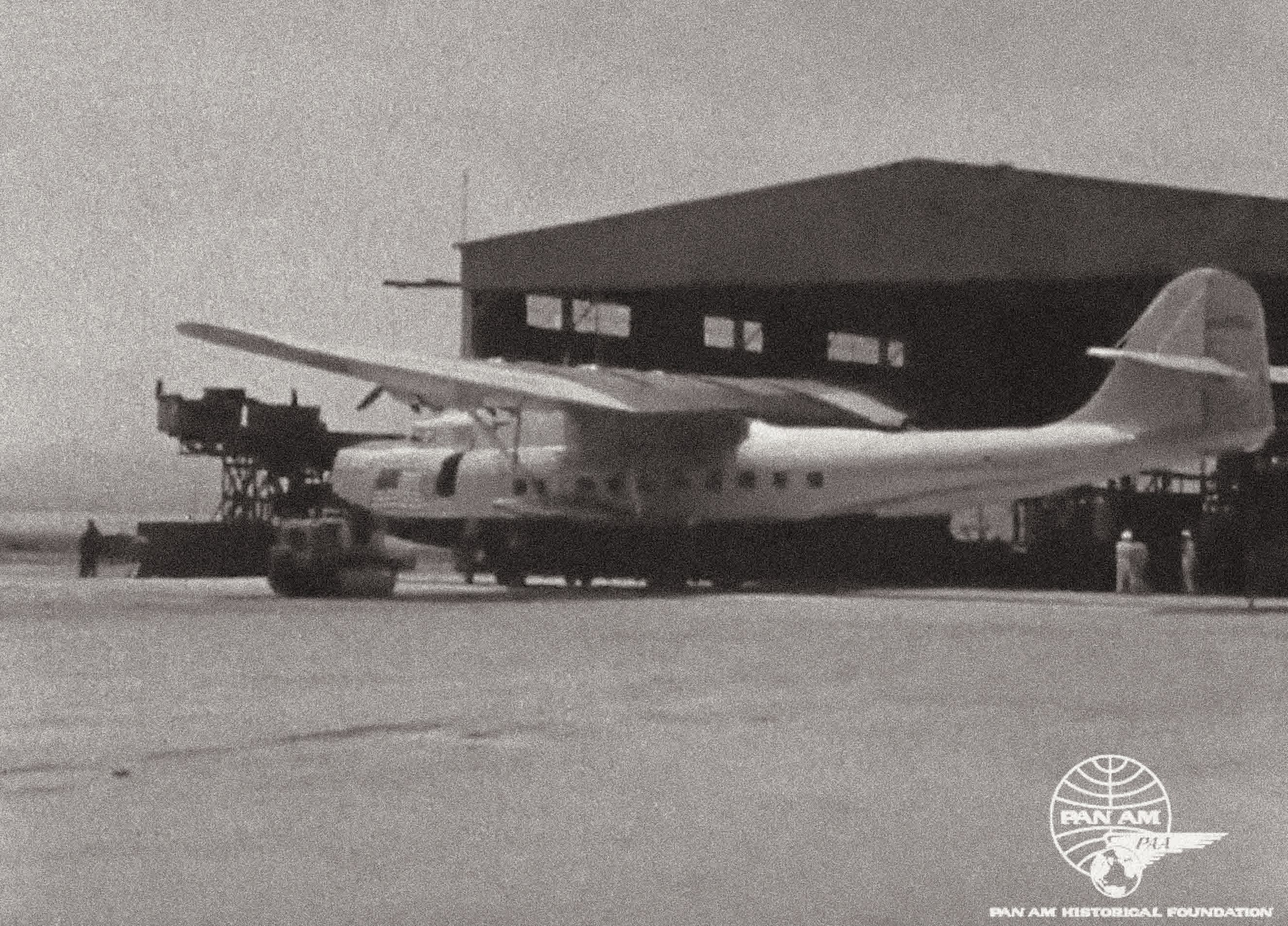 Film frame from "Hawaii Clipper, The Final Film. The 1938 footage was taken by Richard Rhode just before the Pan Am Martin M-130 was lost.