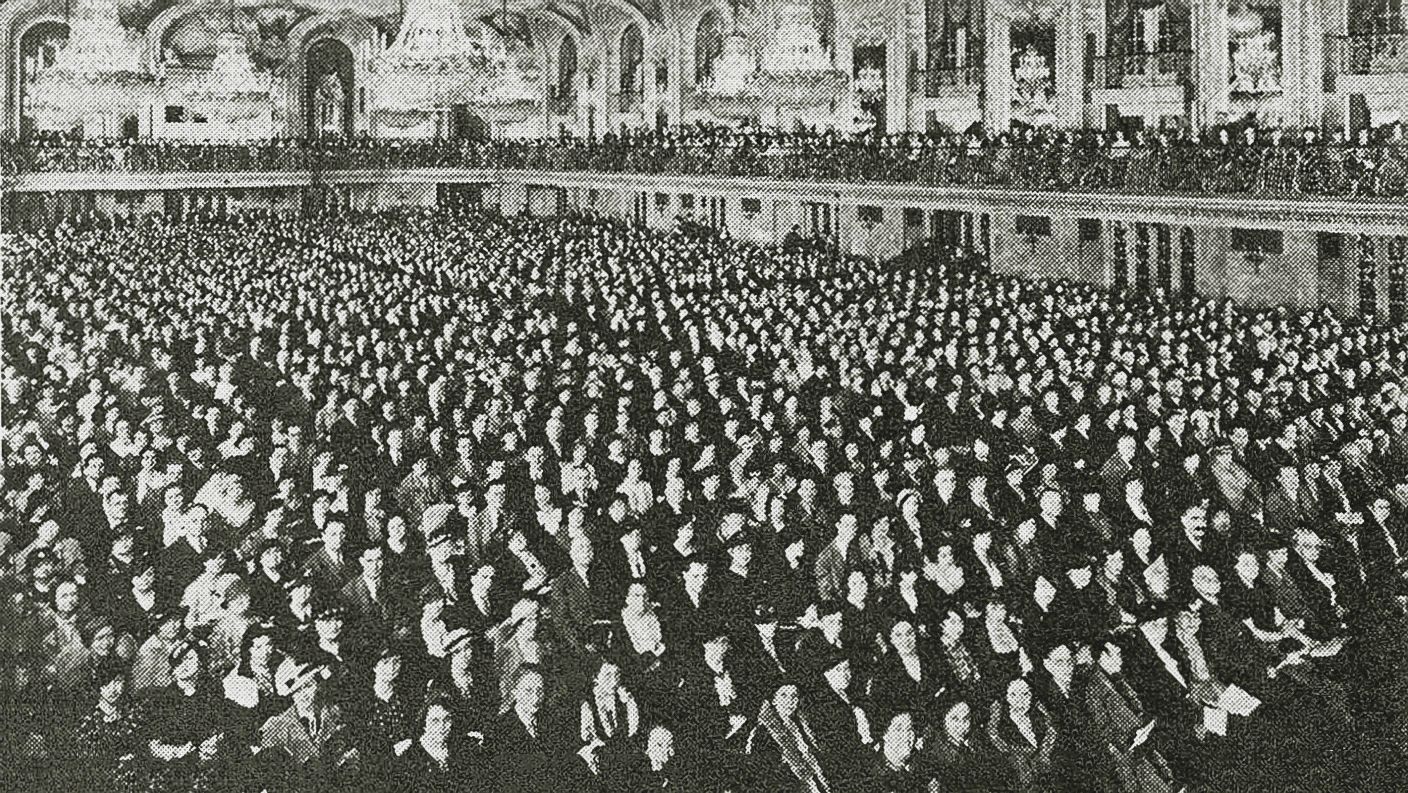 1935, A record crowd attended the showing the of Pan American film, “Flying the Lindbergh Trail,” at the second meeting of the Chicago Daily News Travel Club.
