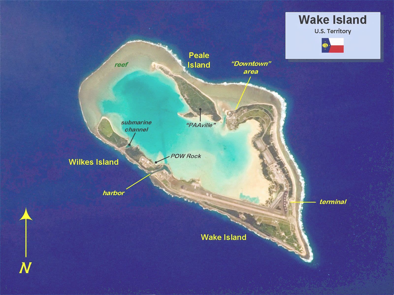 lish: Wake Island map overlaying a enhanced astronaut photograph taken from ISS Expedition 33 on September 27, 2012. National Aeronautics and Space Administration Science & Analysis Laboratory, Johnson Space Center