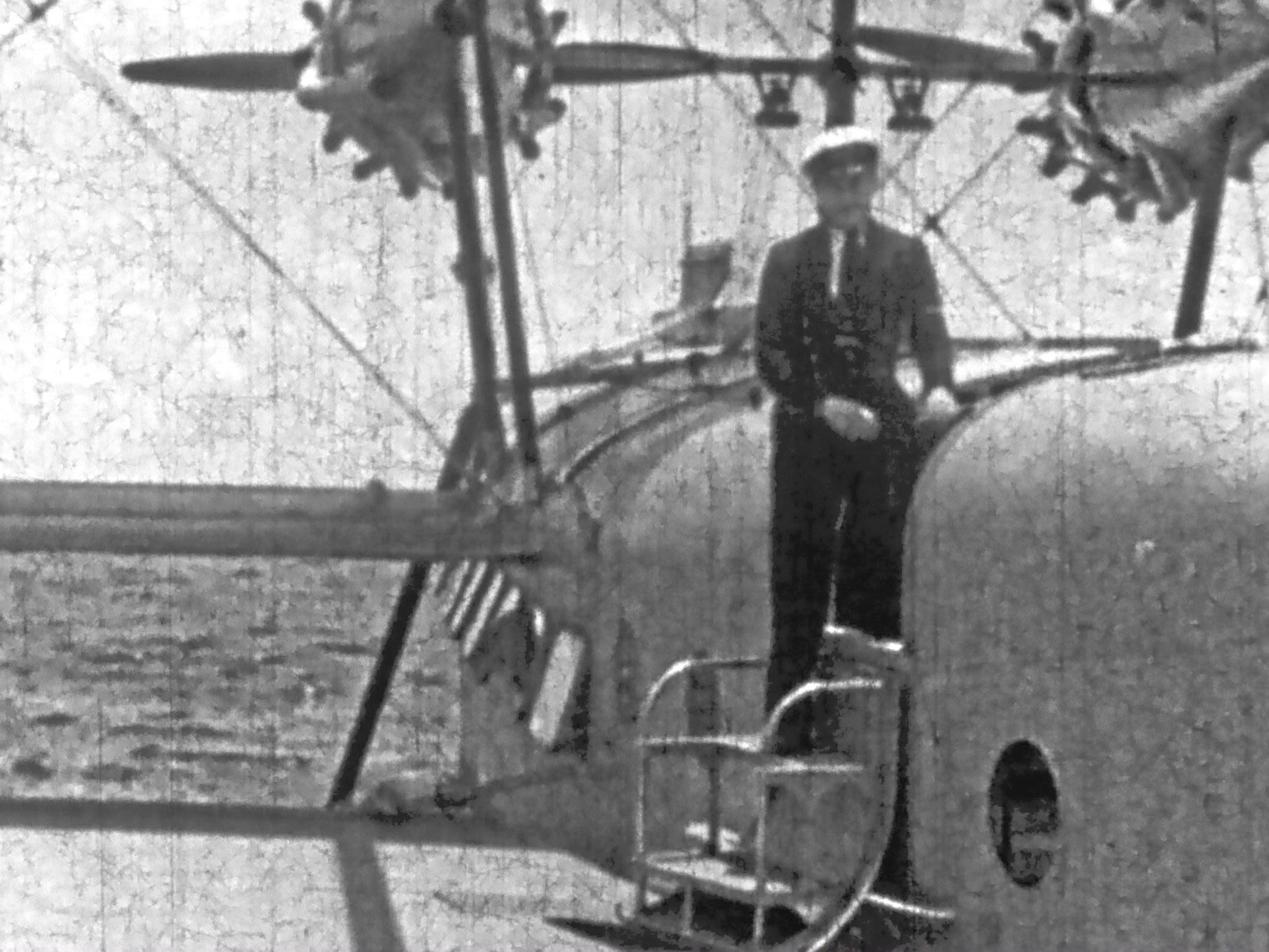 Greeting boarding Pan Am passengers on a Sikorsy S-40 flying boat, circa 1930s (PAHF Film collection).
