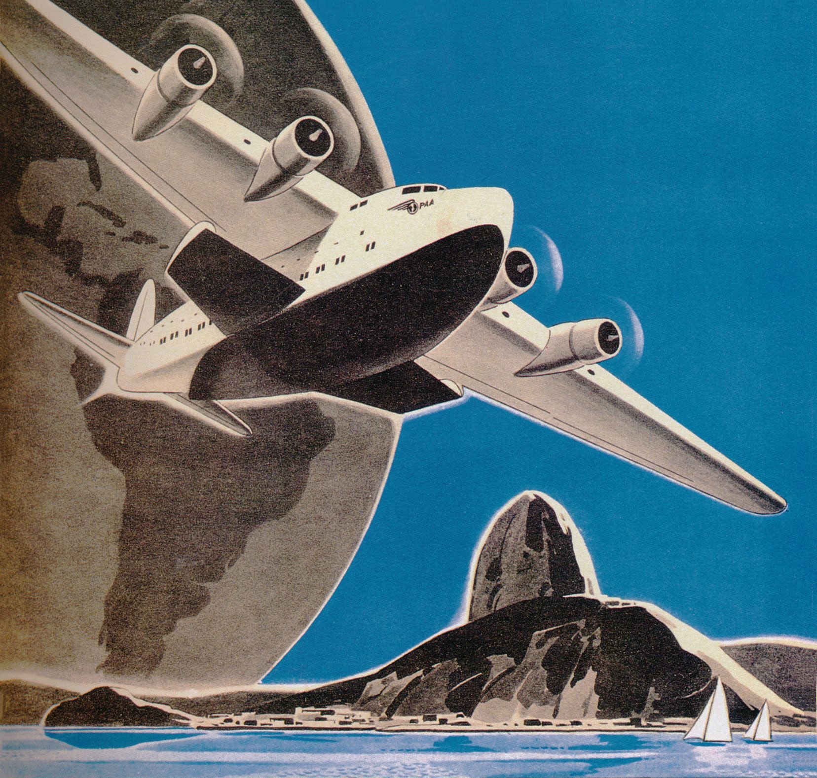 Pan Am Advertising. Circa 1940 Pan Am air cruises to South America poster (Don Thomas collection).