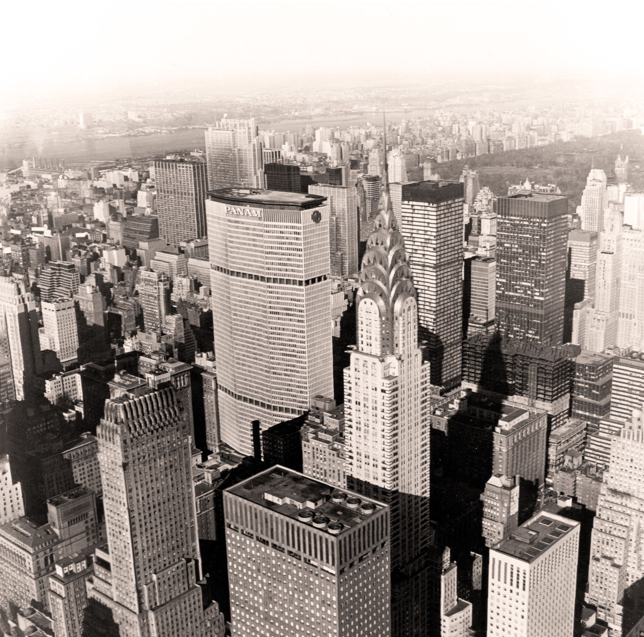 Southeast view of the Pan Am Building with the Chrysler Building nearby (PAHF Collection, scanned by John Leutich).