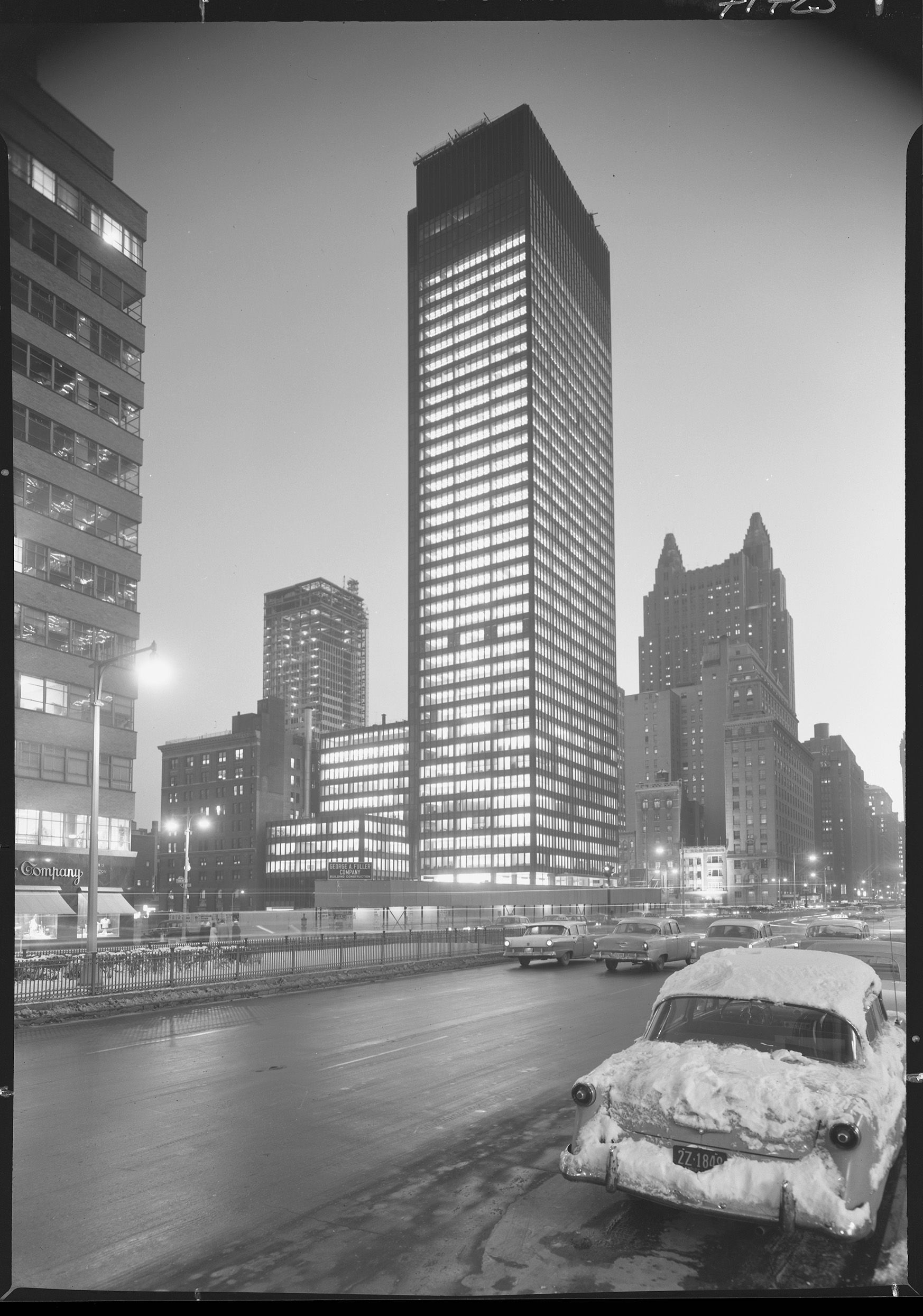 January 3, 1958, New York City: The Seagram Building. Night Views, Gottscho-Schleisner, Inc photographer ( Library of Congress).