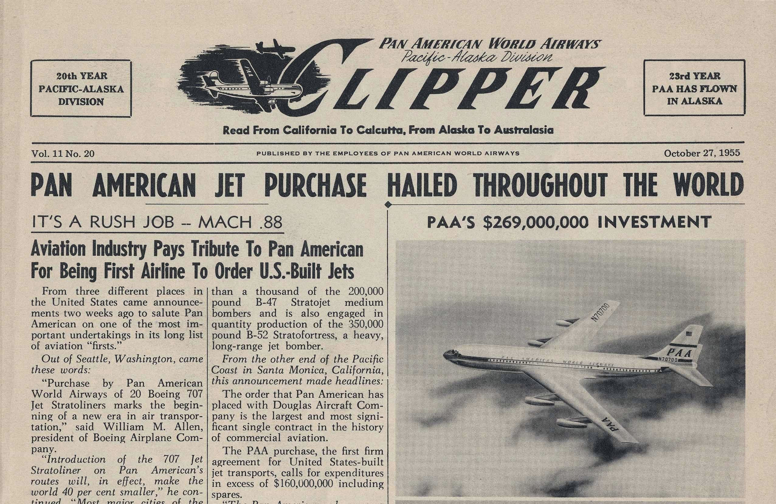 "Pan American Jet Purchase Hailed Throughout the World" (University of Miami Special Collections).