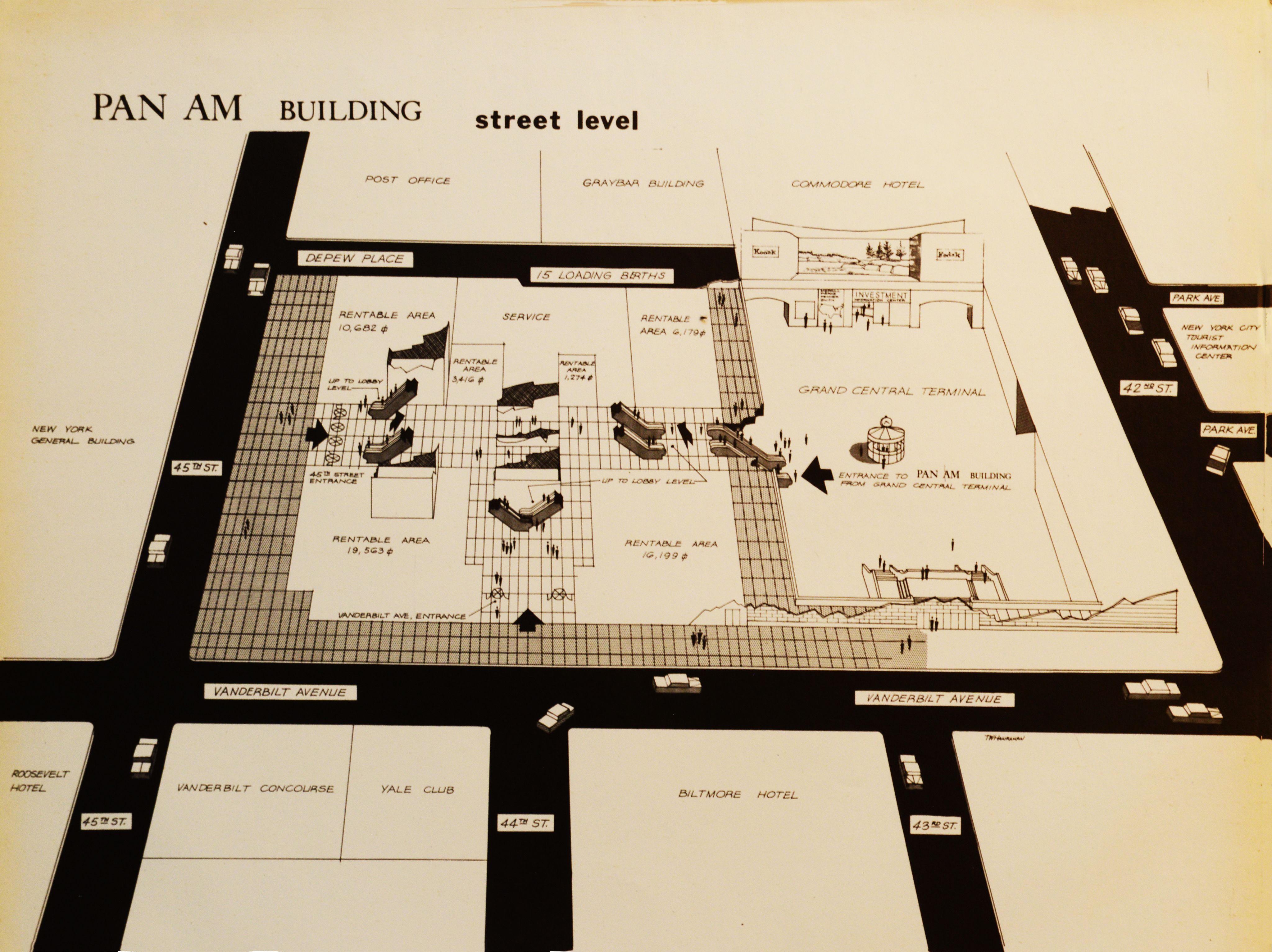 PAN AM BUILDING street level, concept c. 1960 (PAHF/Waldorf-Astoria Collection).
