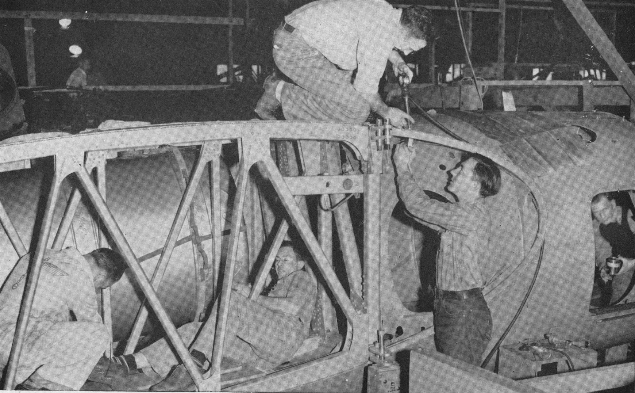 Boeing B-314 center wing section being positioned during construction (Courtesy: Boeing Aircraft